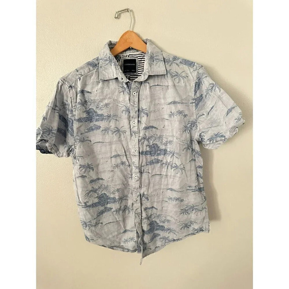 Porter & Ash mens short sleeve Hawaiian print sz Large Slim Fit - Picture 1 of 3